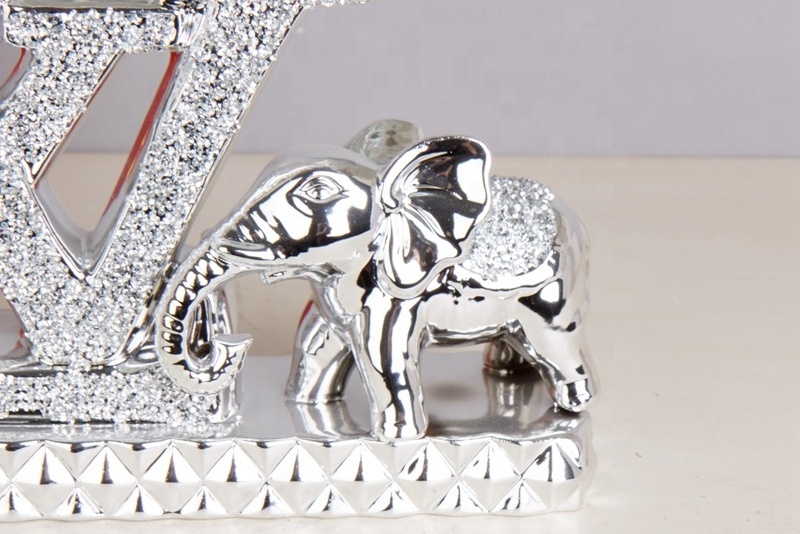 Modern ceramic silver home decor table vase porcelain animal elephant sculpture