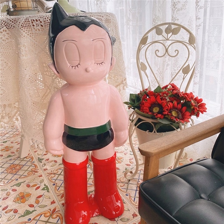 Japanese Home Decoration Life Size Resin Cartoon Figure Statue Fiberglass Boy Manga Robots Statue