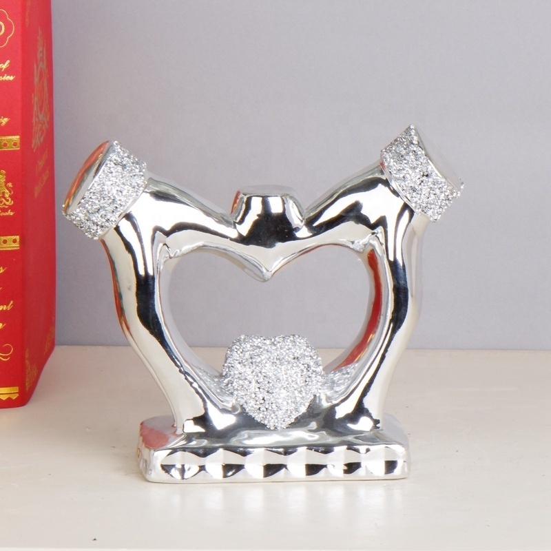 Hot selling living room decoration accessories luxury silver ceramic home table decor pieces