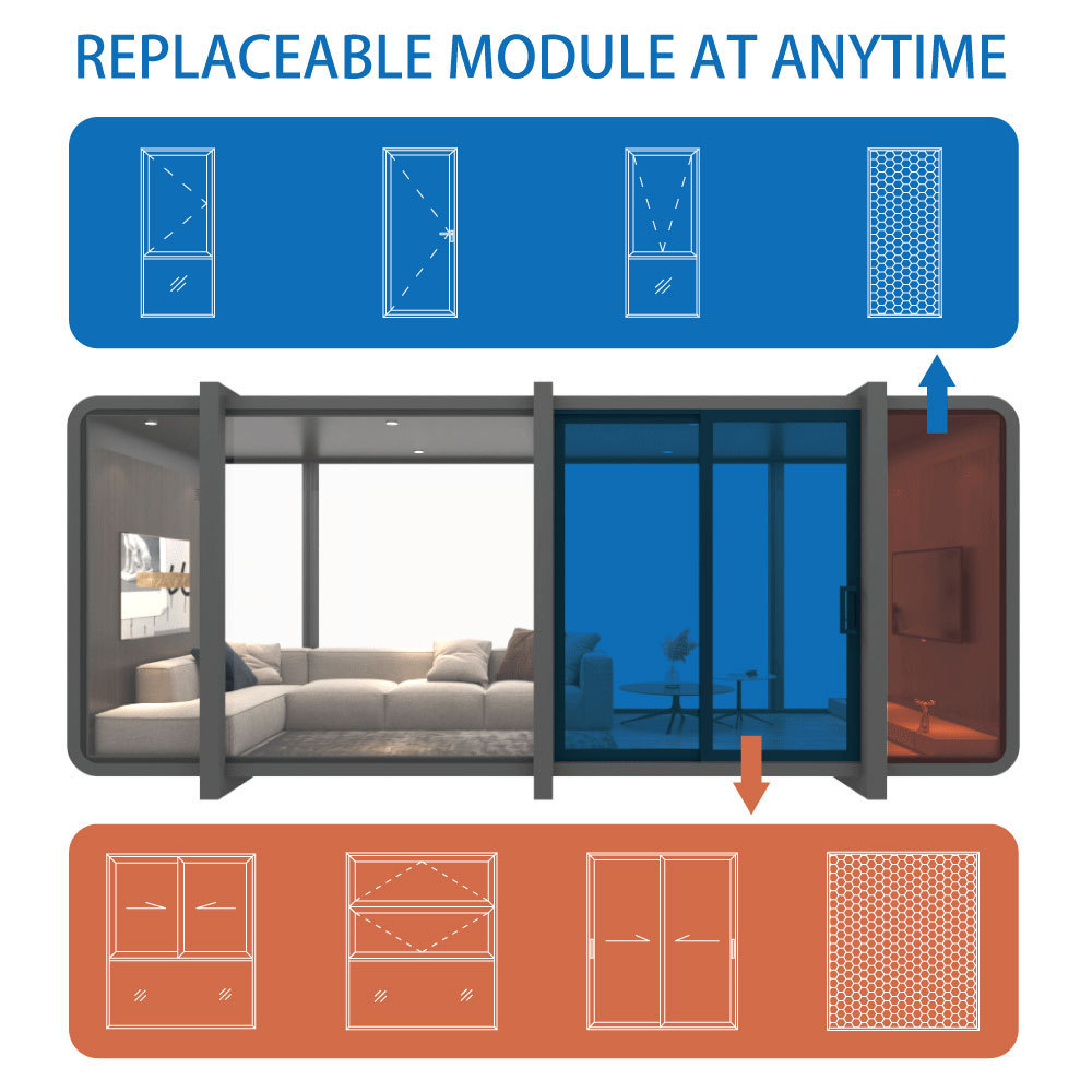 Aluminum bungalow container houses kit prefabricated mobile houses glass beach houses