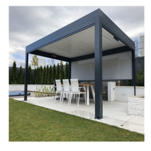 Waterproof Outdoor Aluminium Gazebo Electric Pergola Bioclimatica Pergolas With Side Sun Screen