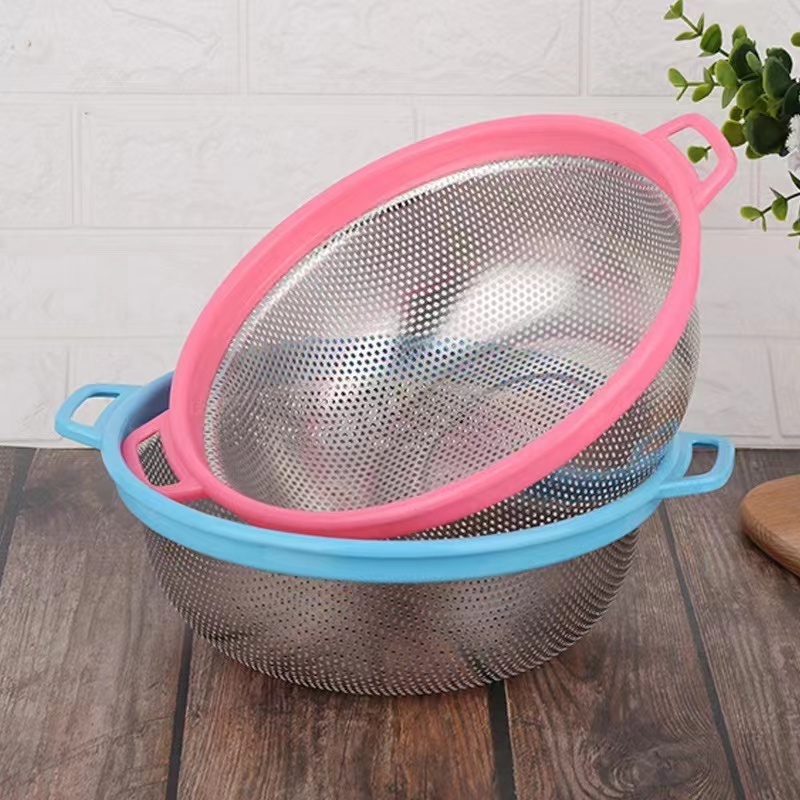 Sink Strainer Basket Rice Sieve Colander Hot Sale Stainless Steel Kitchen Metal Food Strainer with Handle