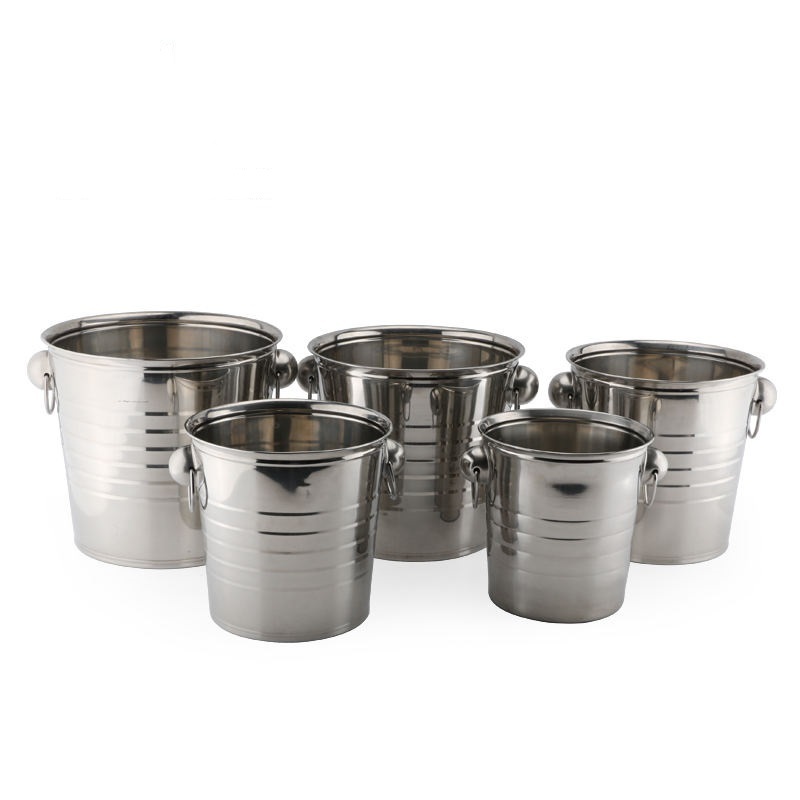 Wholesale Ice Bucket Stainless Steel Silver Bucket Different Sizes Beer Wine Champagne Ice Bucket Cooler