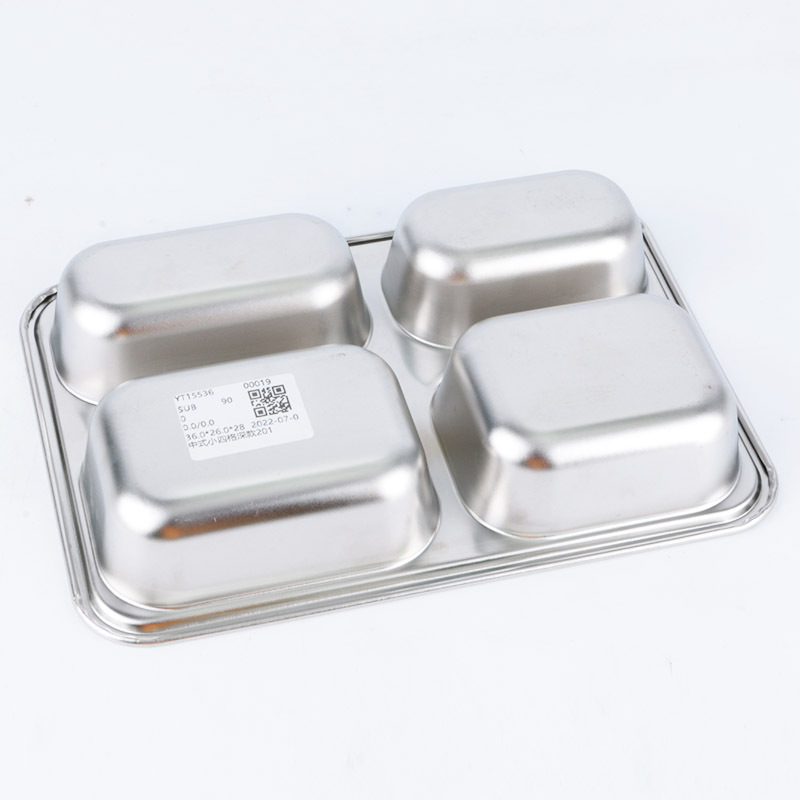 Stainless Steel Rectangular 4 Compartment Tray Divided Fast Food Tray dinner plate