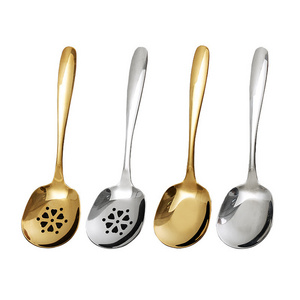 High Quality SS304 Stainless Steel Flat Serving Spoon for Hotel Buffet