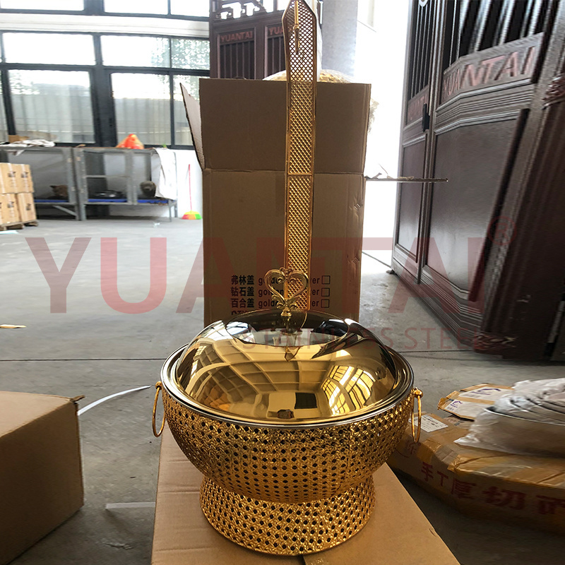 Hotel Wedding Banquet Catering Stainless Steel Chaffing Dish Gold Luxury Chafer Dishes Buffet Food Warmer Set With Hanging Lid