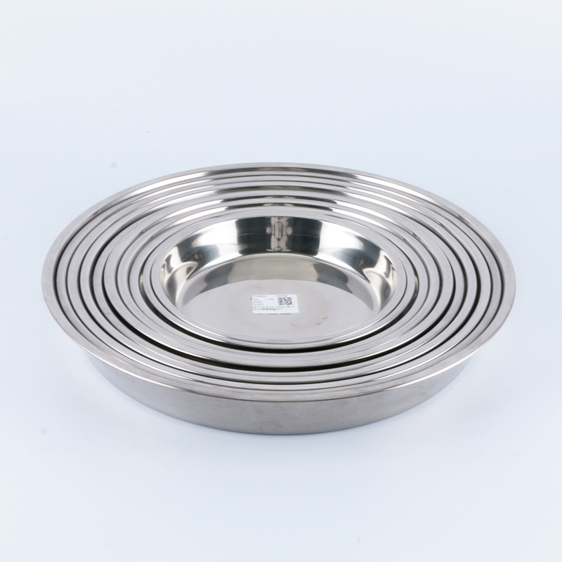 Factory Direct Hot Sale Multiple sizes plate Stainless Steel Round Thick Cake Pan Pizza Pan Baking Tray