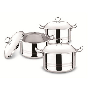 Heavy Kitchenware Set Big Capacity 22CM-40CM Stainless Steel 3PCS Cookware Set Cooking Stock Pots