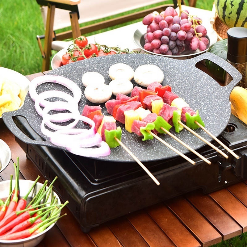 Outdoor frying pan Die-cast Non Stick Grill Pan Cast Camping cooking Bbq pan