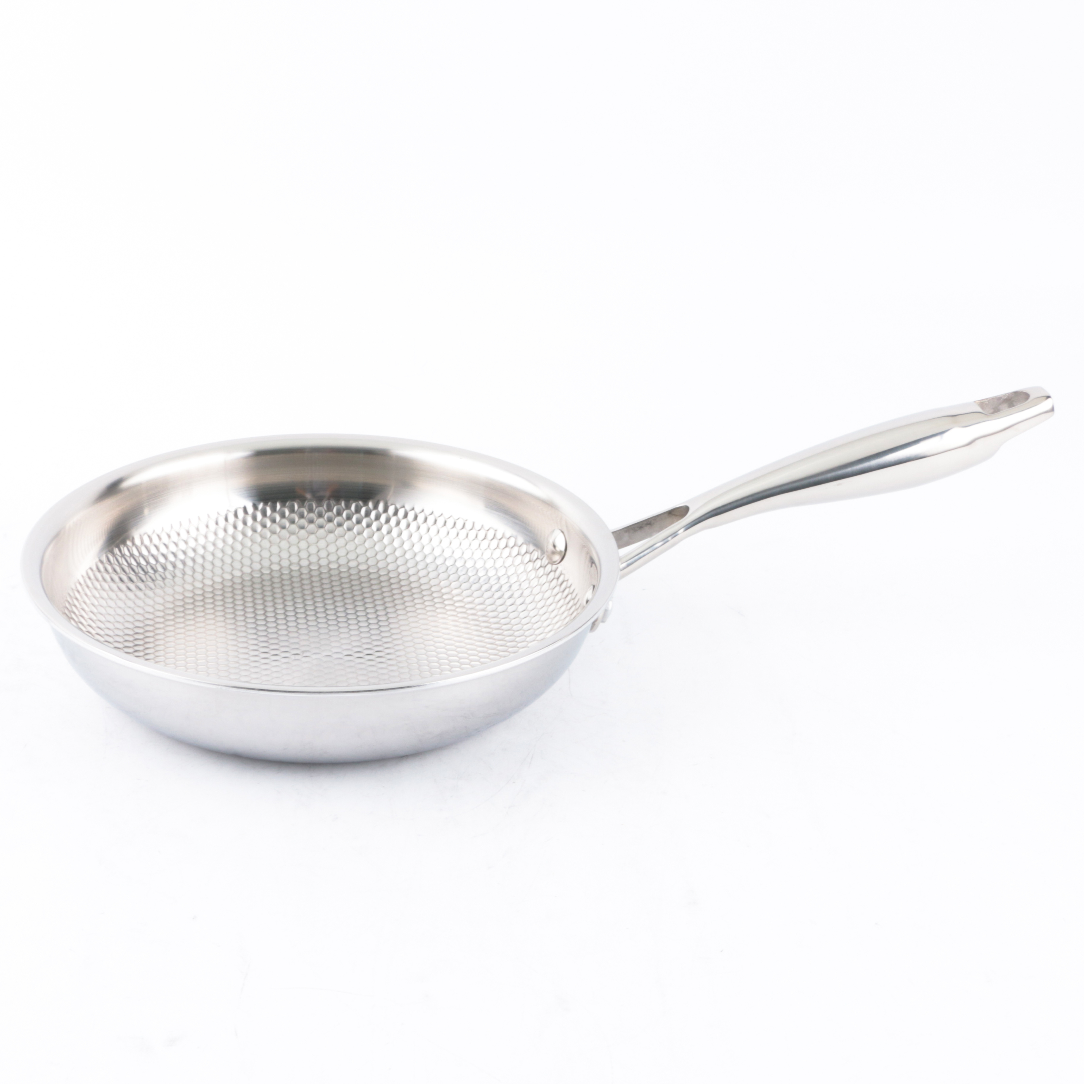 Yuantai hot selling OEM/ODM 304 stainless steel triple layer embossing frying pan wok pot pan