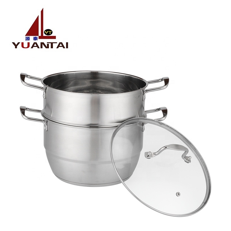 Stainless steel stock soup pot multi function steamer pot with divider healthy steaming pot