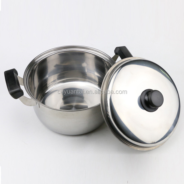 hot sale Thailand style different size stainless steel cookware set soup stockpot sets with double handle