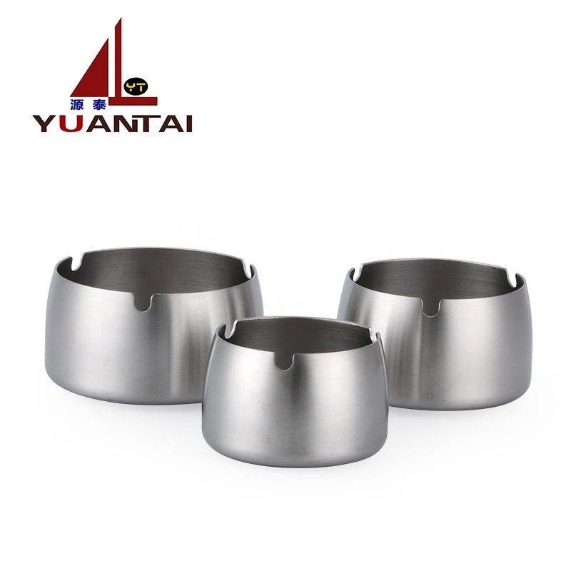 custom logo smokeless silver 3 size cigar Stainless Steel Metal Ashtray Hot Sales