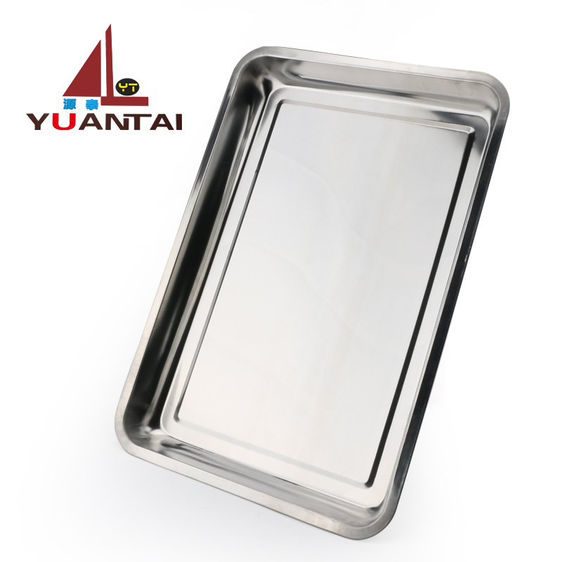 410 material rectangular tray stainless steel serving tray for home restaurant and bbq