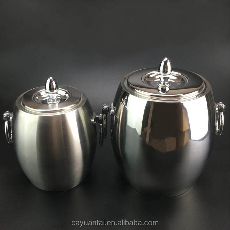 Multi and Medium Size Stainless Steel Ice Bucket Insulated Vacuum Beverage Bucket With Lid Beer Ice Bucket