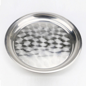 hot sale different style round shape serving tray plate round dishes stainless steel