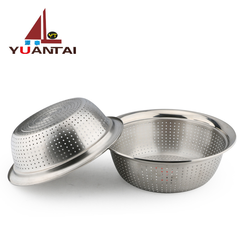 Good quality kitchen Accessories stainless steel colander basket Rice Strainer Stainless Steel Metal Colander