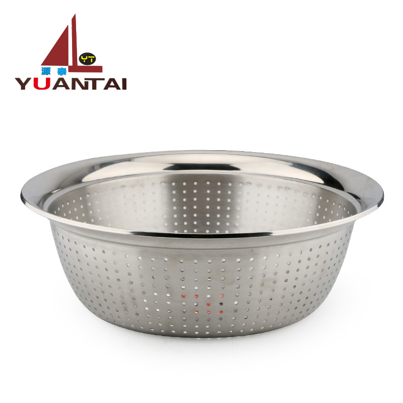 Good quality kitchen Accessories stainless steel colander basket Rice Strainer Stainless Steel Metal Colander