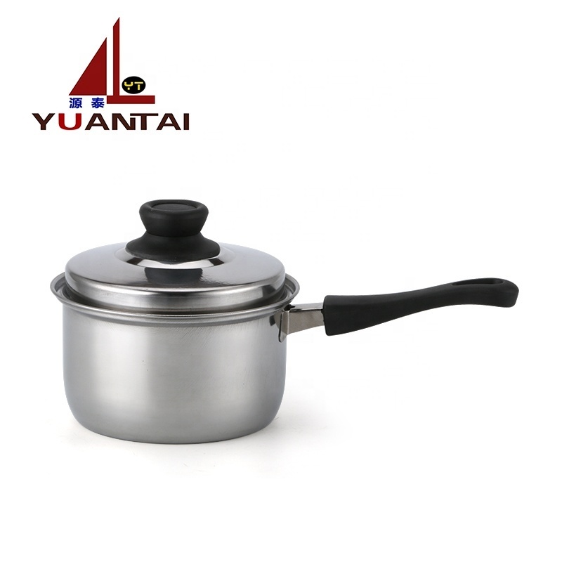 Stainless Steel single handle kitchen queen cookware set milk pot soup pot with lid