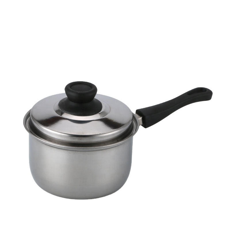 Stainless Steel single handle kitchen queen cookware set milk pot soup pot with lid