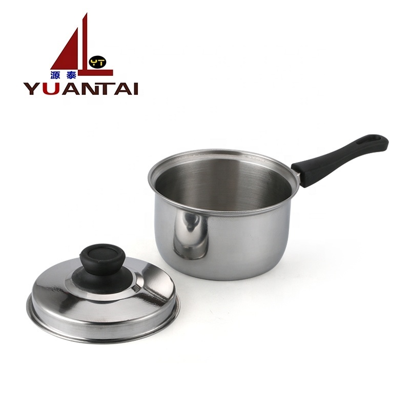 Stainless Steel single handle kitchen queen cookware set milk pot soup pot with lid