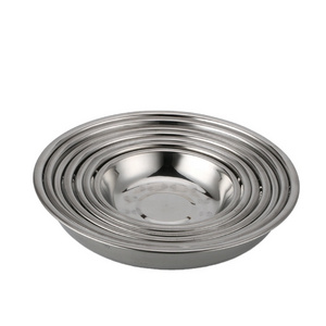 Round stainless steel Food Dishes for restaurants dinnerware bread tray serving plates