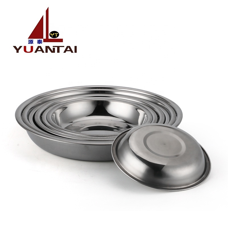 Round stainless steel Food Dishes for restaurants dinnerware bread tray serving plates