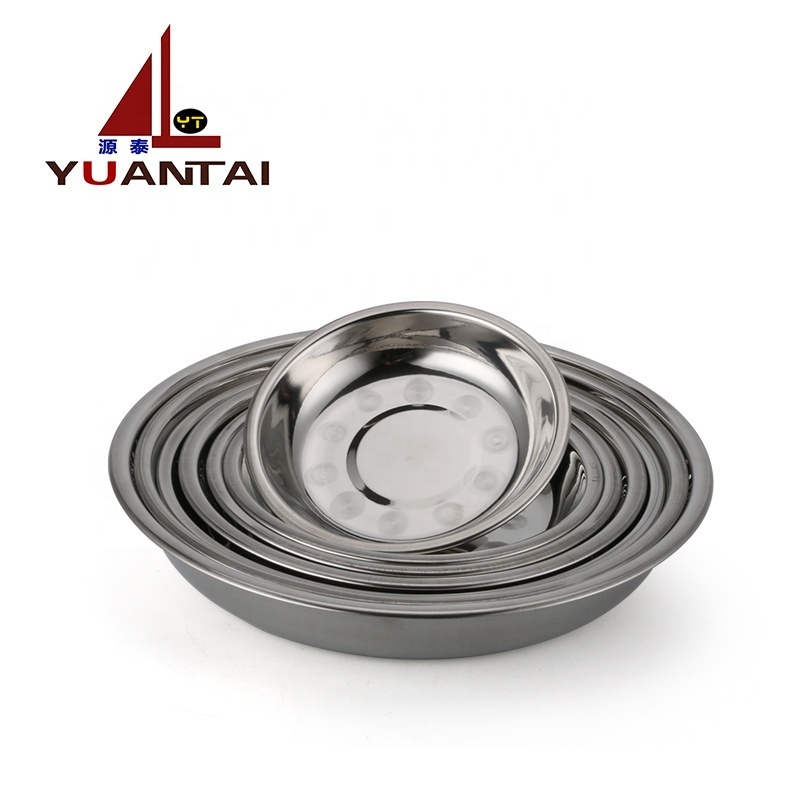 Round stainless steel Food Dishes for restaurants dinnerware bread tray serving plates