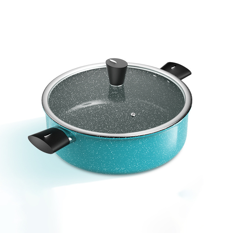 Yuantai The New OEM/ODM 410 stainless steel hot pot cookware with glass lid and double handles