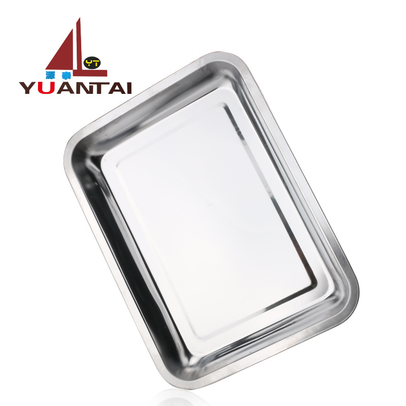 410 material rectangular tray stainless steel serving tray for home restaurant and bbq