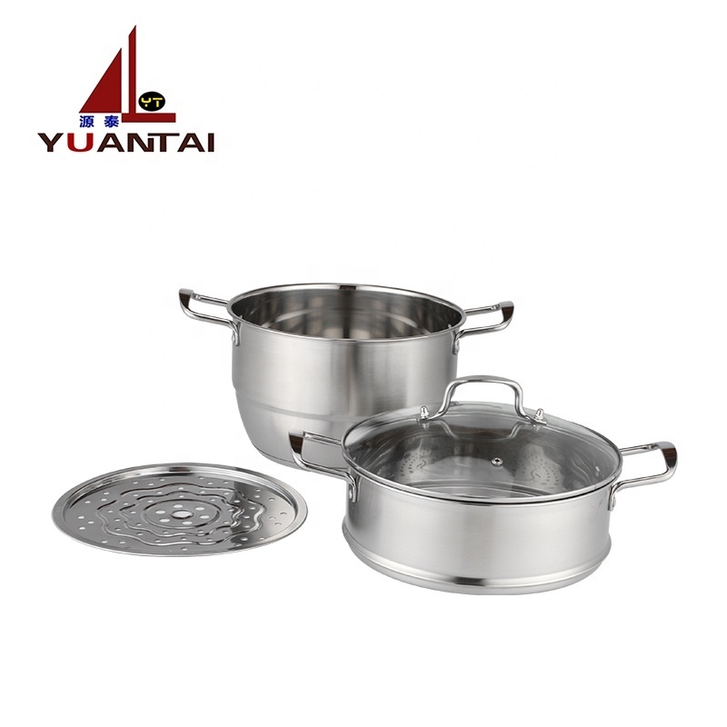 Stainless steel stock soup pot multi function steamer pot with divider healthy steaming pot