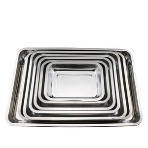 410 material rectangular tray stainless steel serving tray for home restaurant and bbq