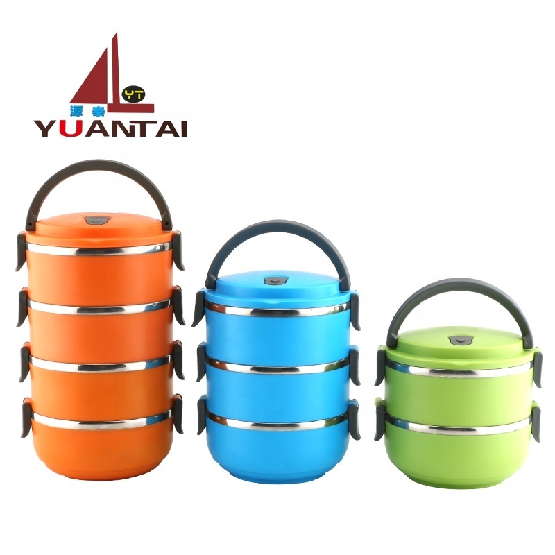 4 Layer colored stainless steel with food warm insulated tiffin lunch box food carrier lunch box