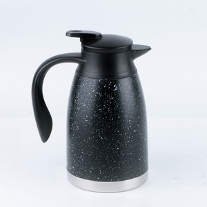 High quality 1.6L black stainless steel double wall vacuum hot water kettle insulated thermal tea coffee pot for home