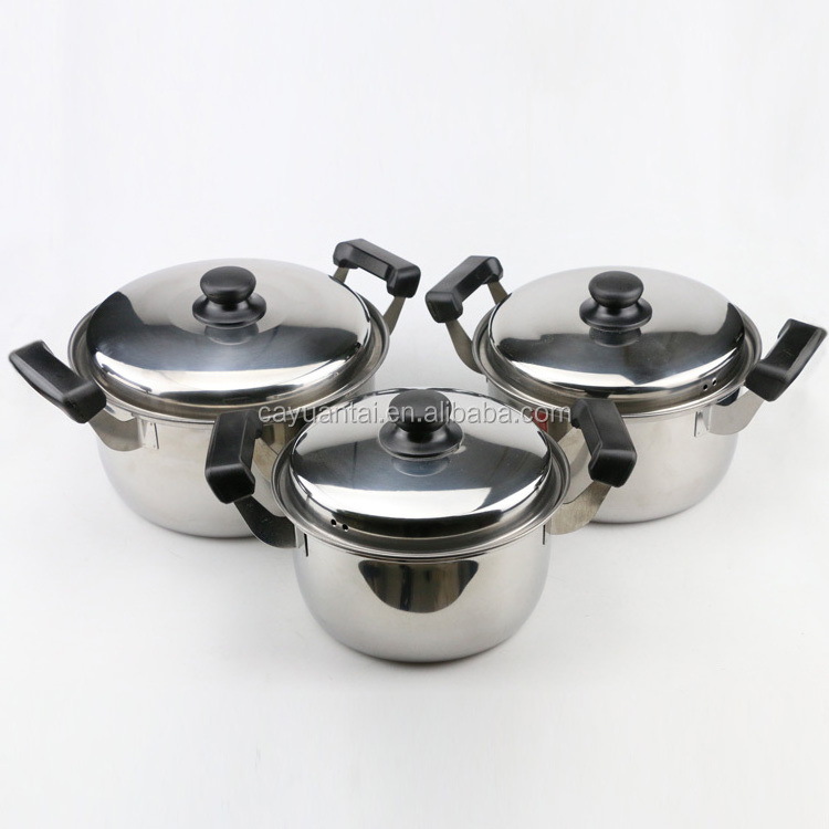 hot sale Thailand style different size stainless steel cookware set soup stockpot sets with double handle