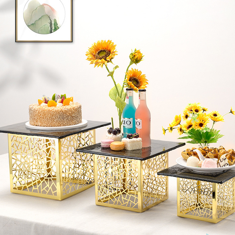 hotel equipment stainless steel dessert buffet display stand set wedding cake stands luxury buffet food display riser