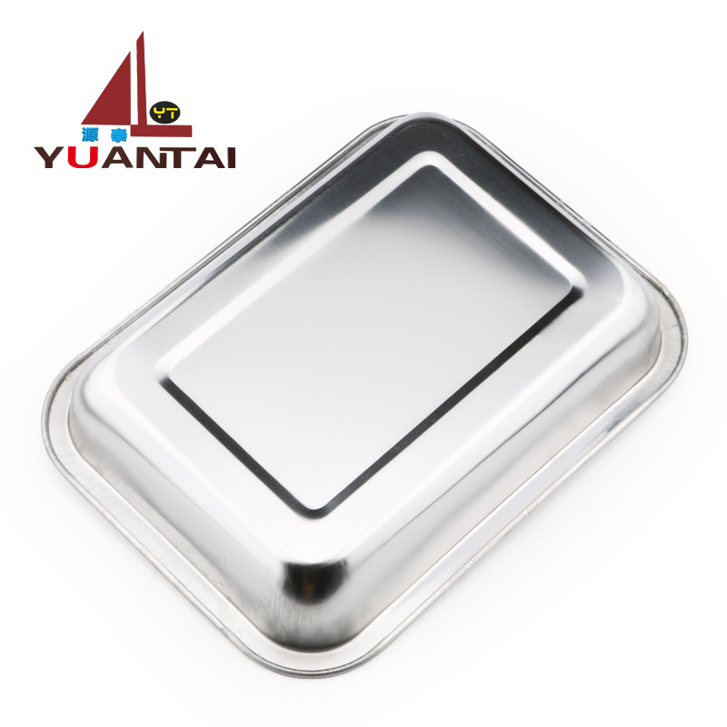 410 material rectangular tray stainless steel serving tray for home restaurant and bbq