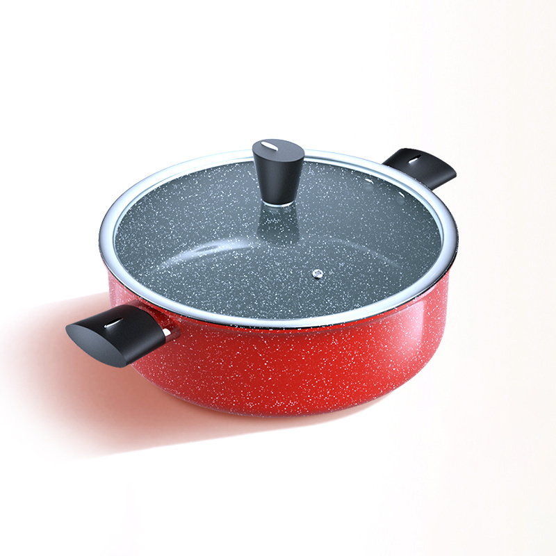 Yuantai The New OEM/ODM 410 stainless steel hot pot cookware with glass lid and double handles