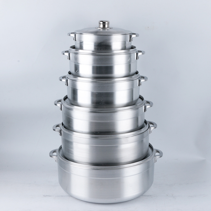 19/24/26/30/33/36cm Hot Selling Aluminum Cookware Pot Set 6 Pots In One Set Heavy Cookware Pot Set