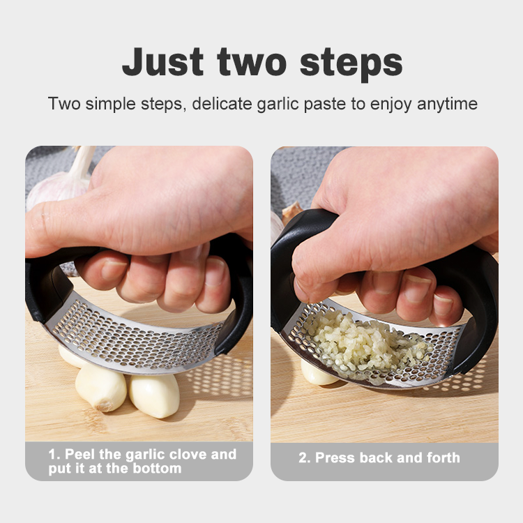 Free Sample Kitchenware Hand Chopper Manual Tabletop Garlic Chopper Crusher Stainless Steel Garlic Press