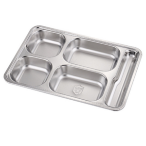 Wholesale school restaurant used rectangle divide stainless steel food plate serving tray