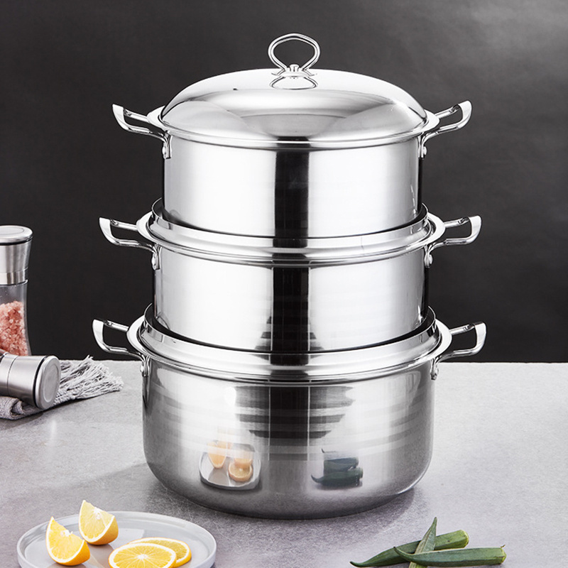 High Quality 6 Pieces Kitchen Cookware Sets Multifunctional Soup Pot Set Stainless Steel Cooking Pot Set