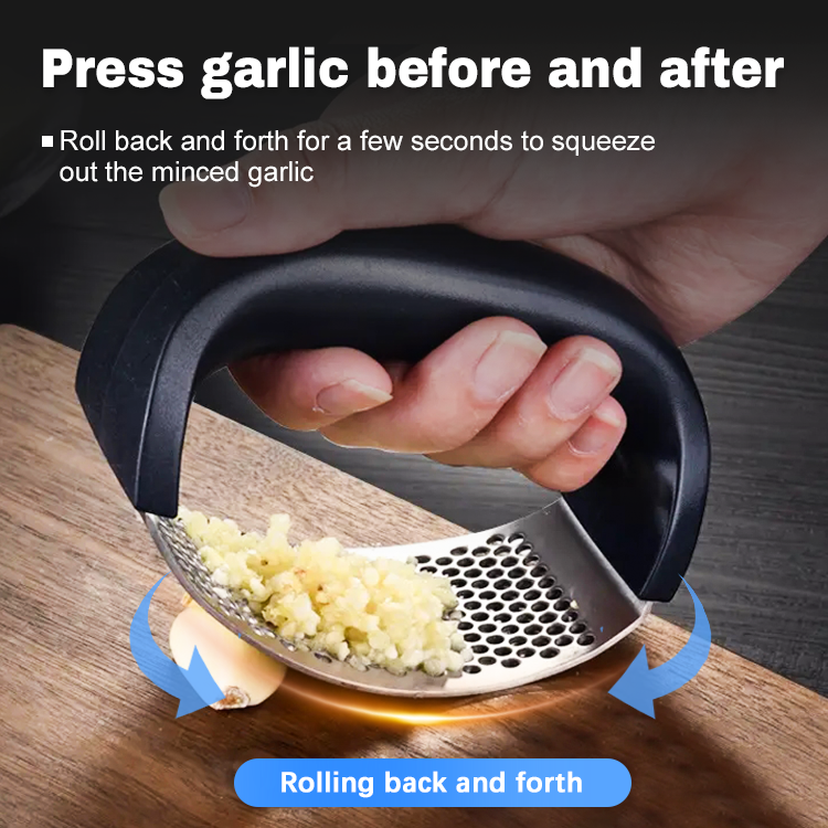 Free Sample Kitchenware Hand Chopper Manual Tabletop Garlic Chopper Crusher Stainless Steel Garlic Press