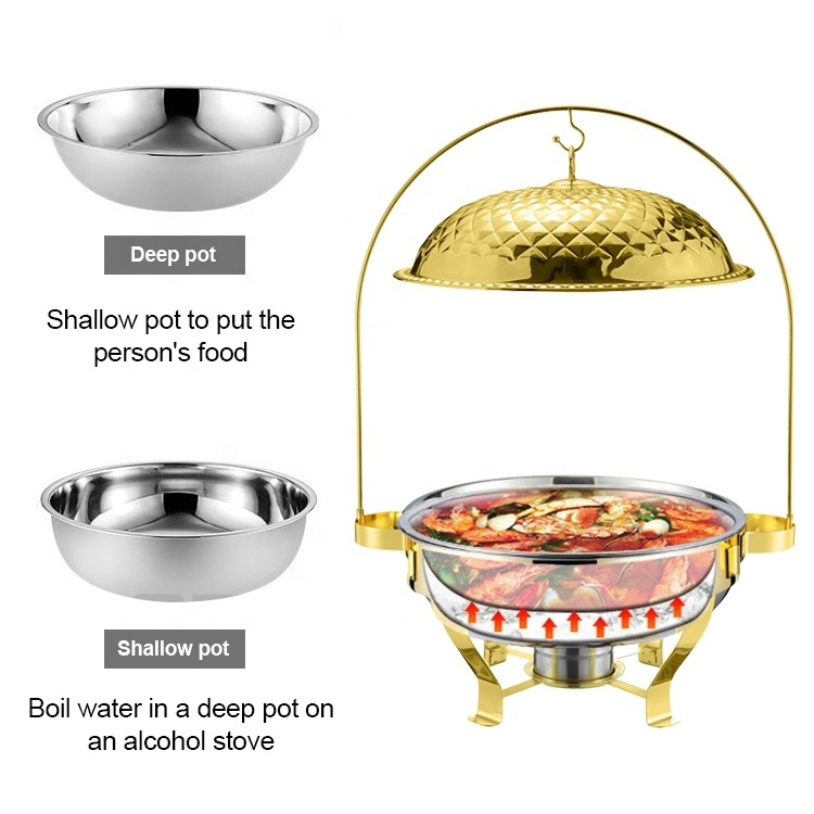 Full Size Banquet Serving Food Warmer Stainless Steel 4 Pcs Deluxe Chaffing Dish  Buffet Set For Party