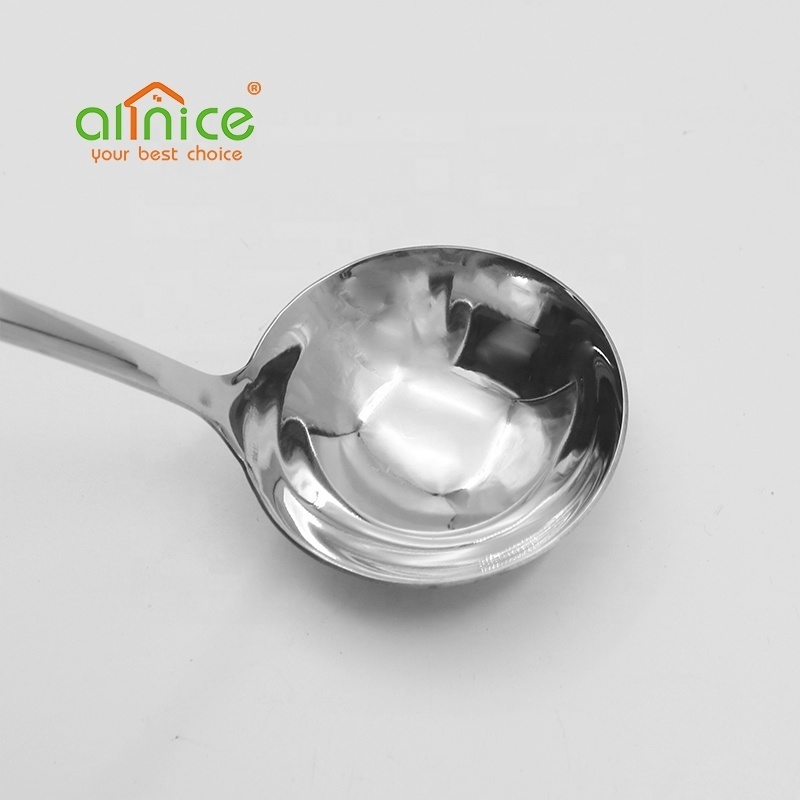 Wholesale bulk durable kitchen utensil stainless steel cooking soup ladle with long handle