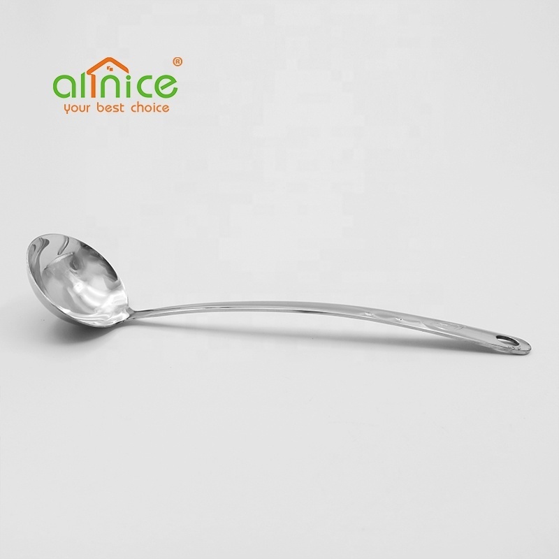 Wholesale bulk durable kitchen utensil stainless steel cooking soup ladle with long handle