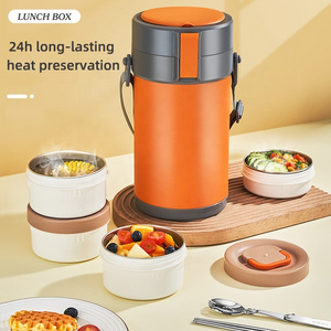 Hot Sale Carry-all Thermos Food Jar 304 Stainless Steel Bento Box Thermal Lunch Box With Foldable Cutlery