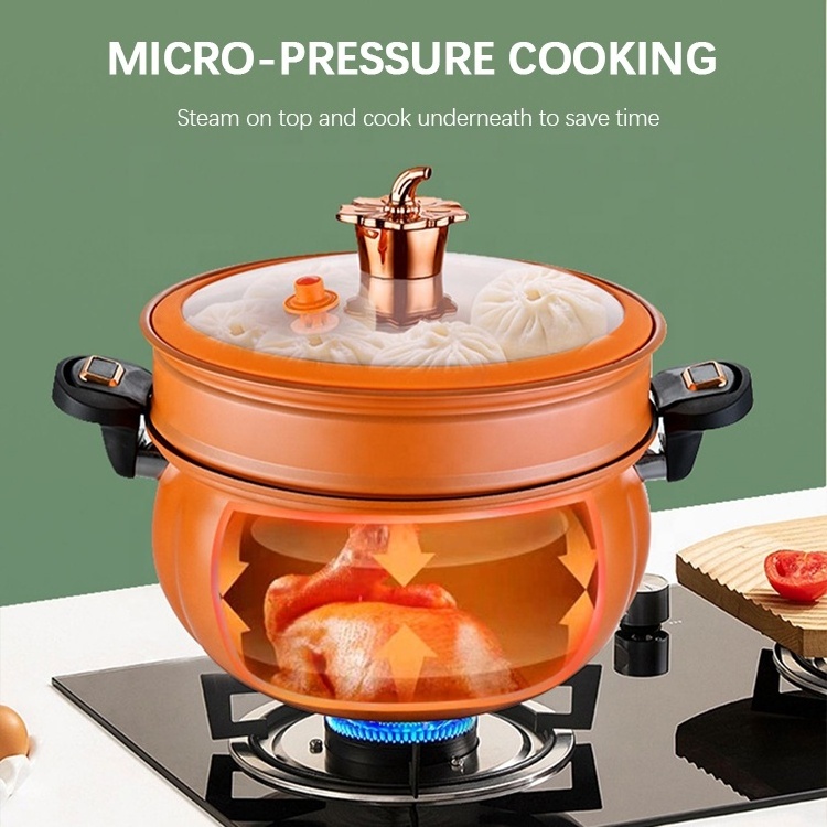 New Design Large Capacity 8l Iron Non Stick Induction Stew Soup Pot Micro Pressure Cooker With Steamers