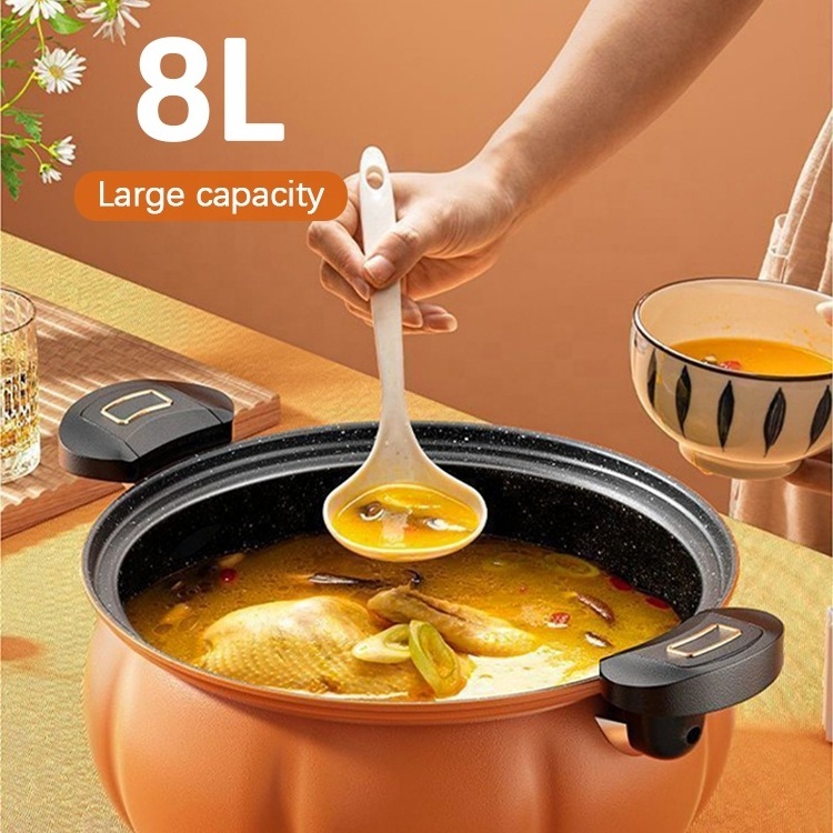 New Design Large Capacity 8l Iron Non Stick Induction Stew Soup Pot Micro Pressure Cooker With Steamers