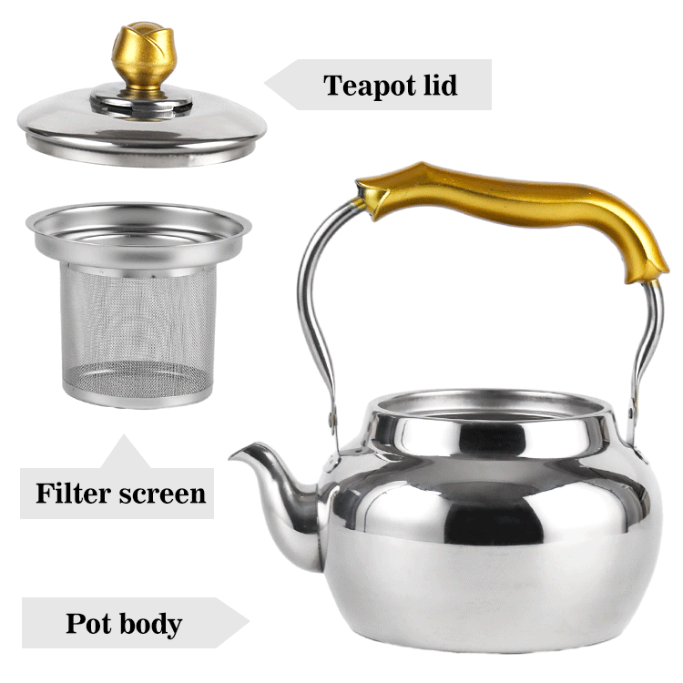 Vintage Luxury Restaurant Metal Turkish Gooseneck Teapot Kettle Stainless Steel Tea Pots With Infuser